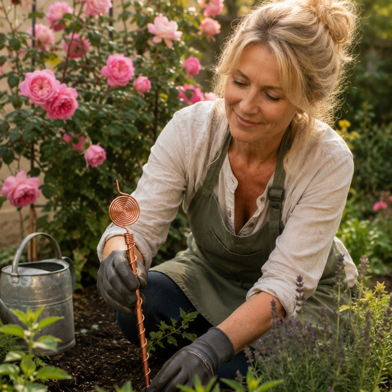 Jardinier avec son antenne en cuivre