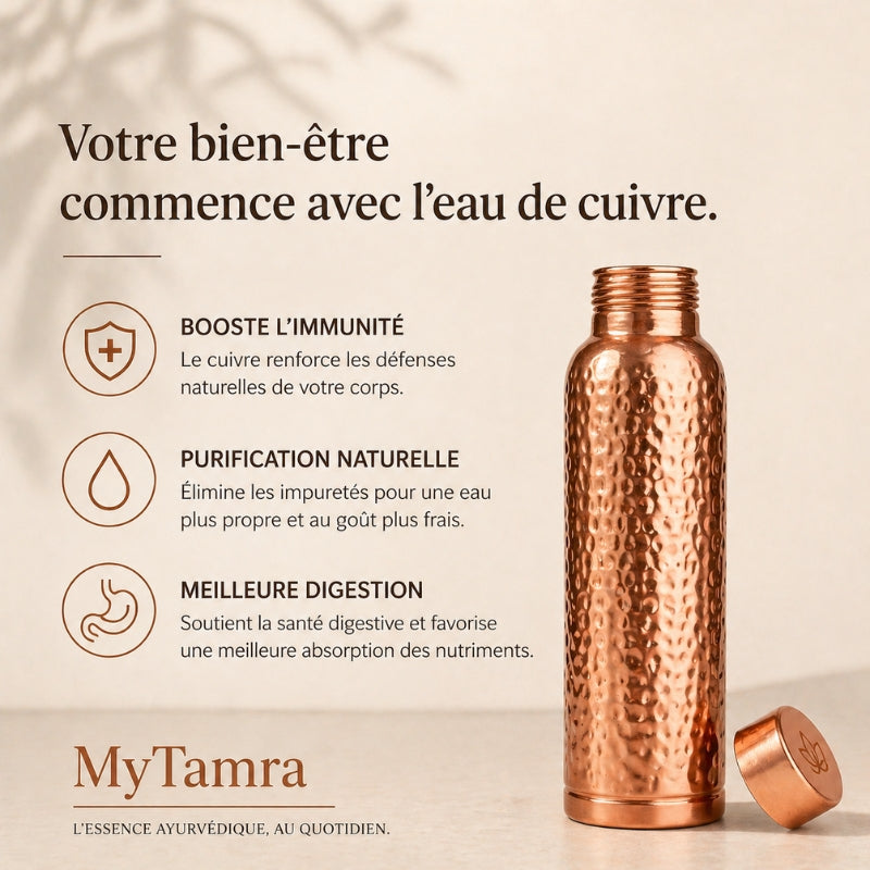 Gourde en Cuivre Pur – MyTamra™ | L’Eau Purifiée Naturellement, Sans Plastique