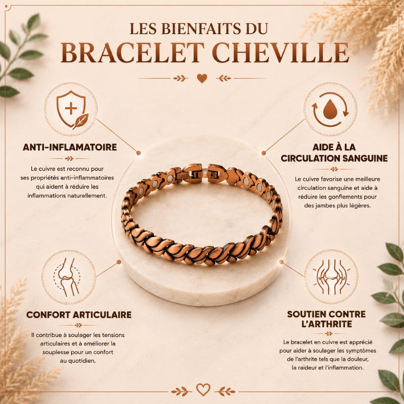 Bracelet de Cheville en Cuivre Pur