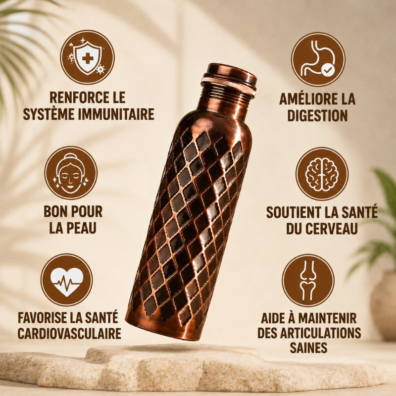 Gourde Diamond MyTamra™ – Cuivre Pur Massif 99,9 %