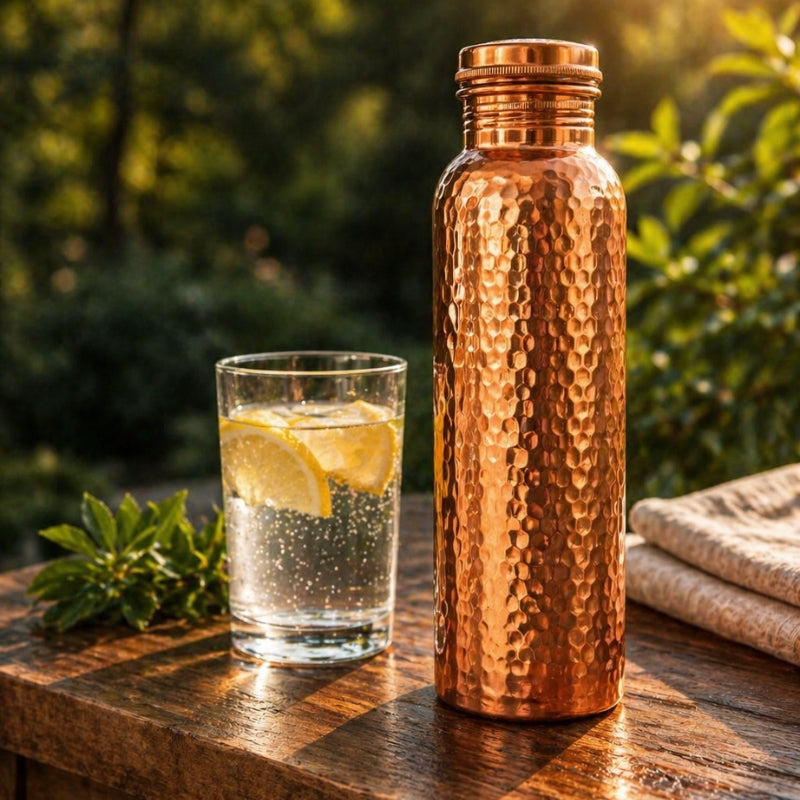 Gourde en Cuivre Pur – MyTamra™ | L’Eau Purifiée Naturellement, Sans Plastique