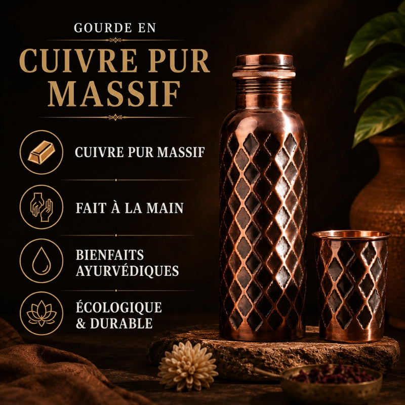 Gourde Diamond MyTamra™ – Cuivre Pur Massif 99,9 %