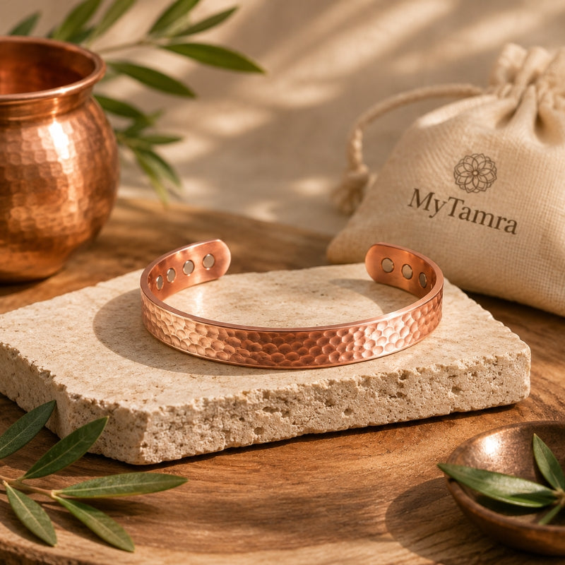 Bracelet Martelé en Cuivre Pur