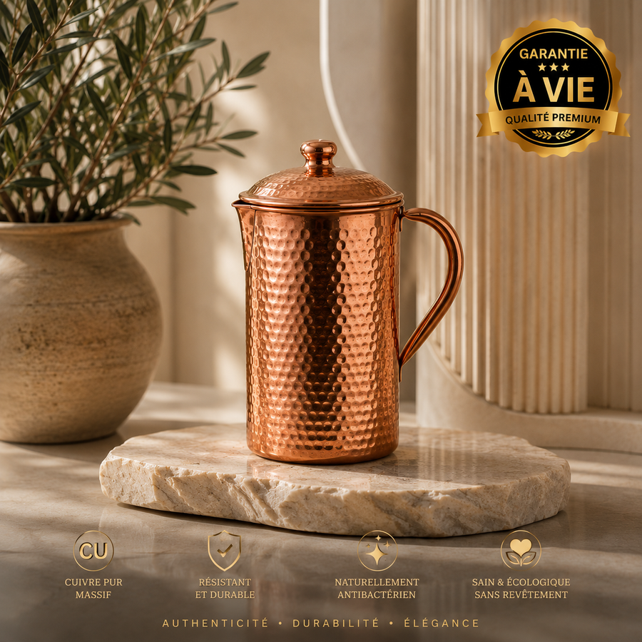 Carafe Martelée en Cuivre Pur
