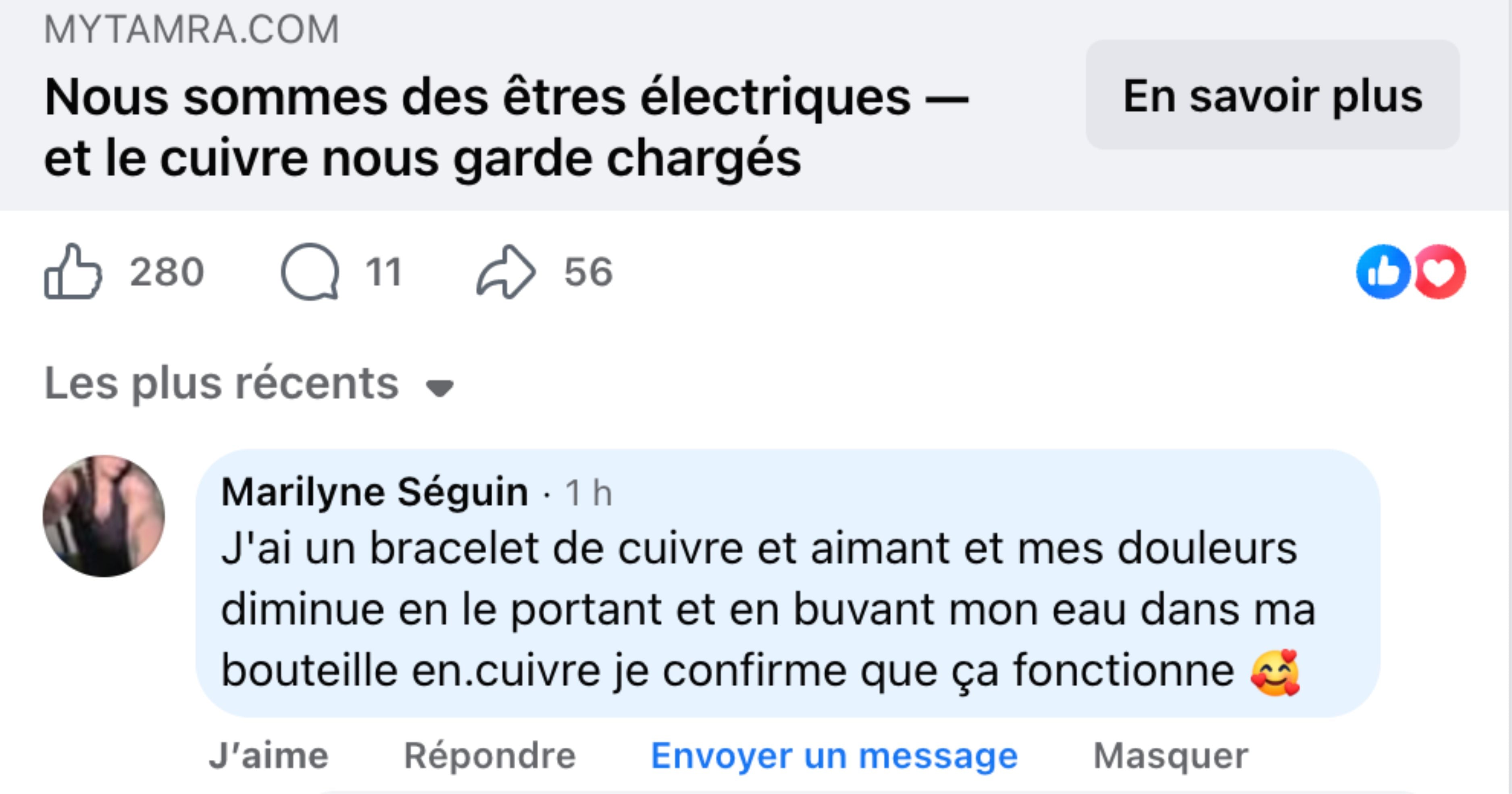 Avis client Facebook MyTamra