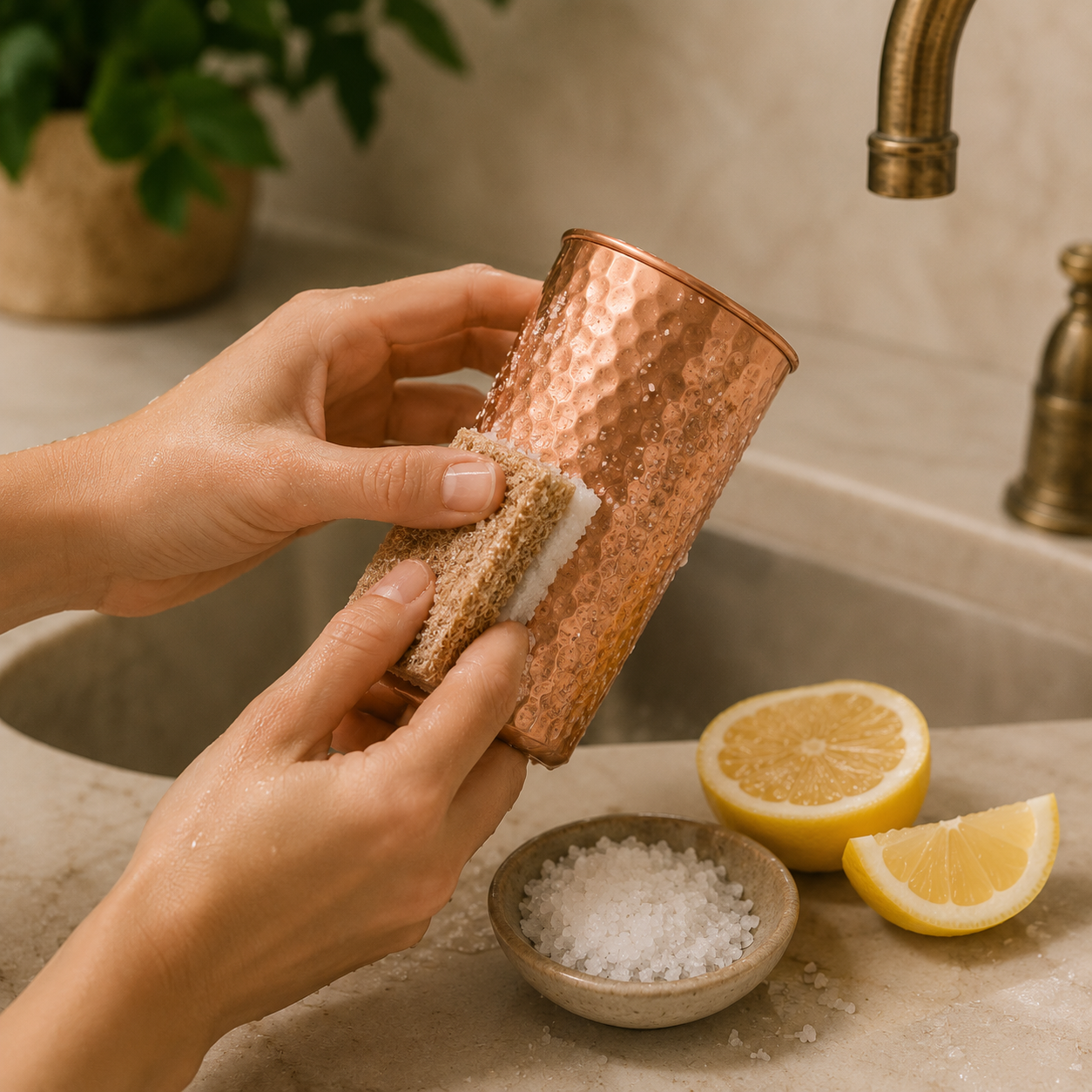 Nettoyage du cuivre au citron et au sel