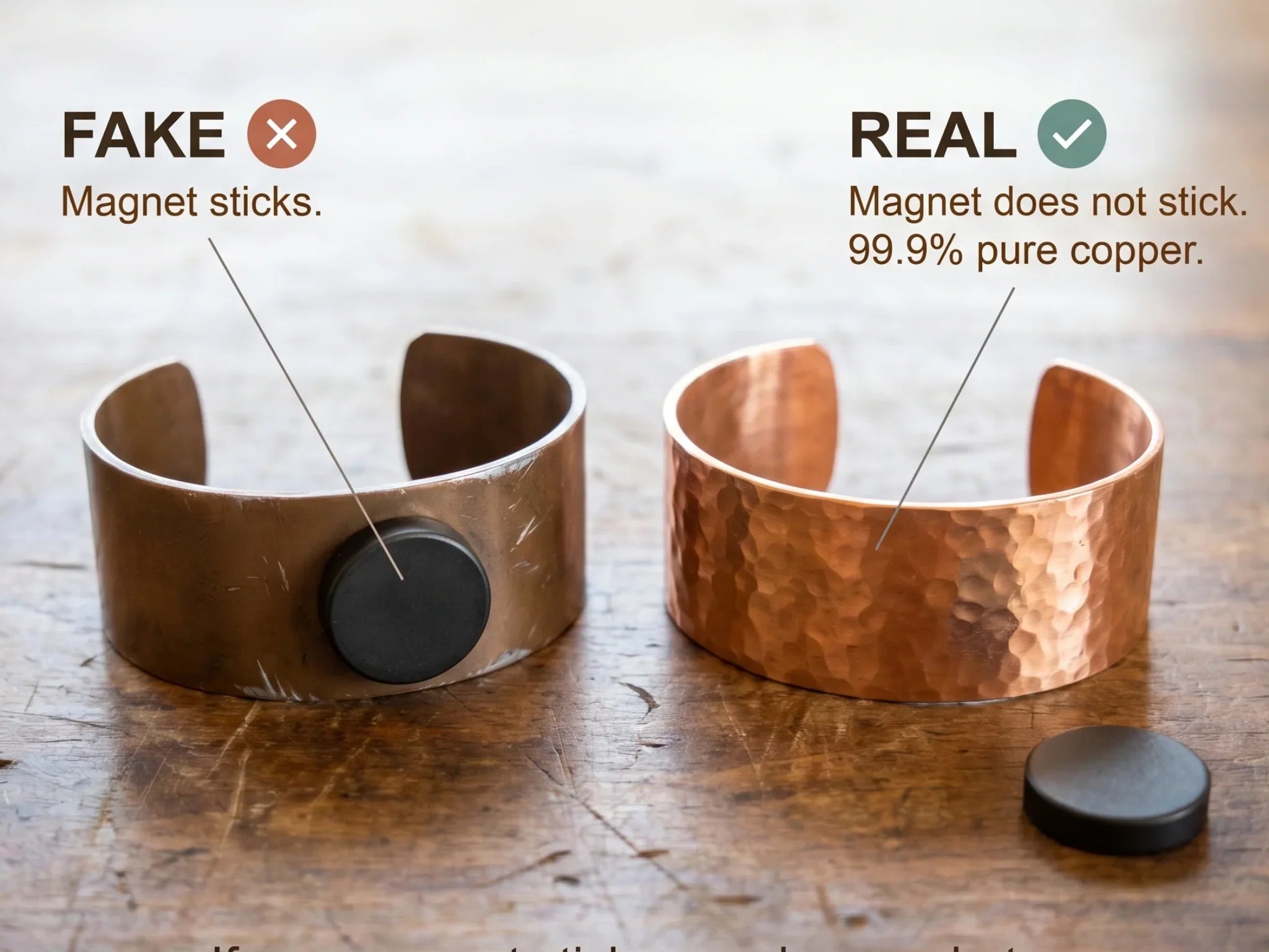 Vrai cuivre vs faux cuivre plaqué — bijoux authentiques