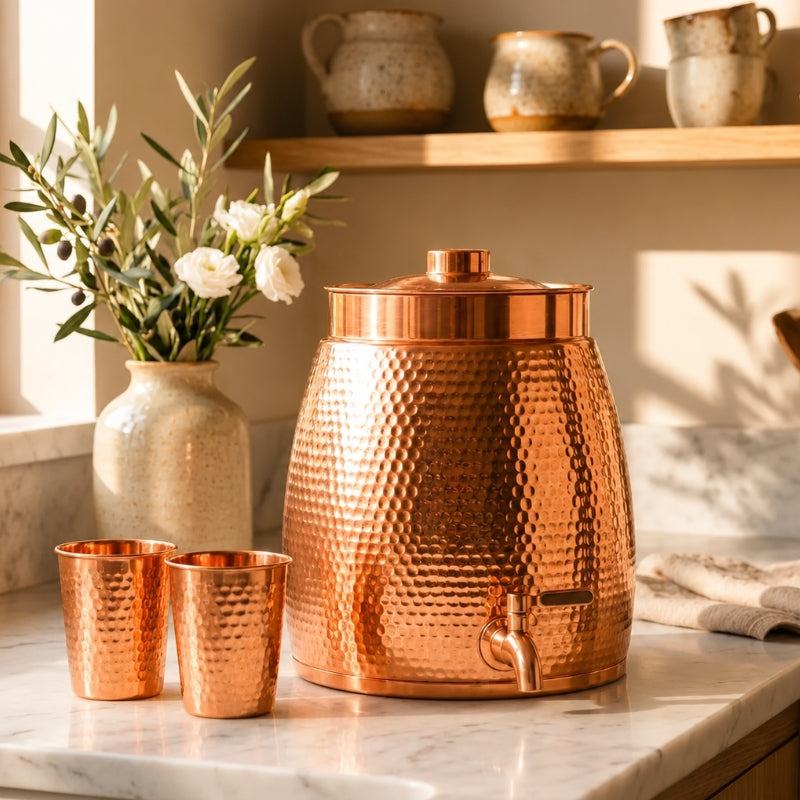 Distributeur d'eau en cuivre pur massif - Collection Heritage